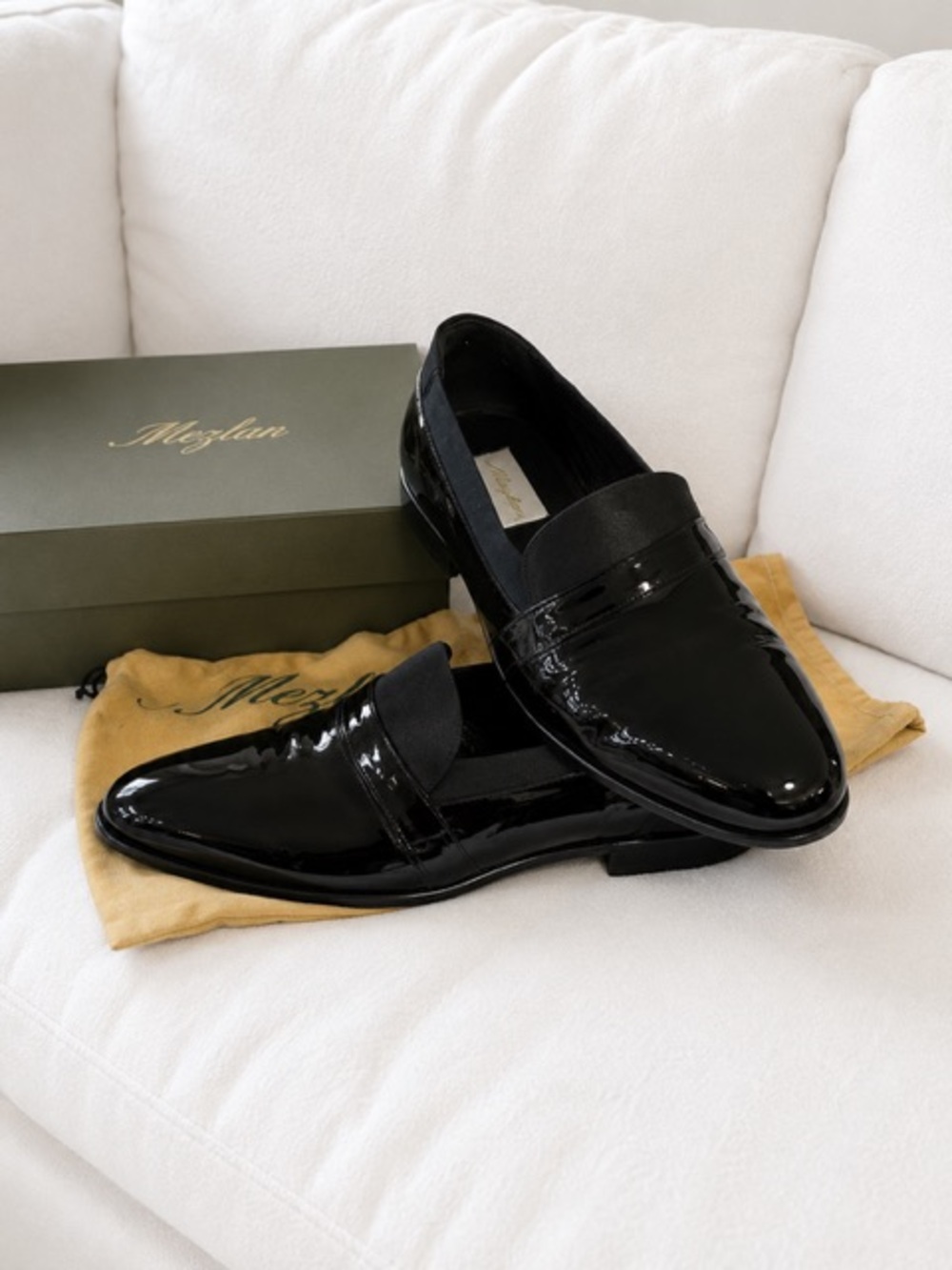Mezlan Glossy Black Slip-On Loafers